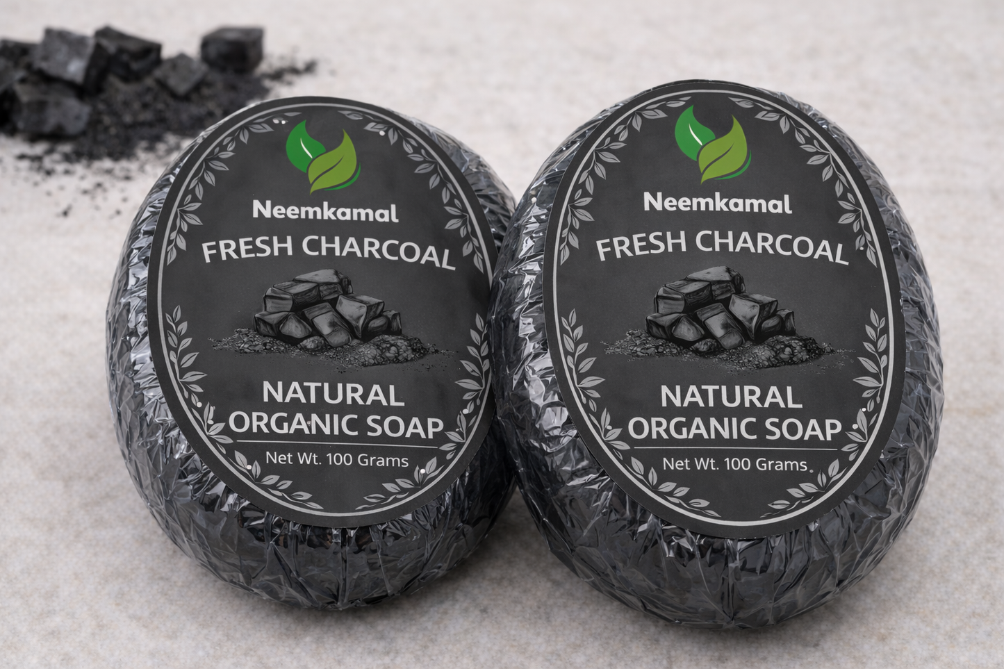 Neemkamal Activated Charcoal Natural Organic Soap (100g)(Pack of 8) – Handmade Ayurvedic Detox & Deep Cleansing Skin Care Bar
