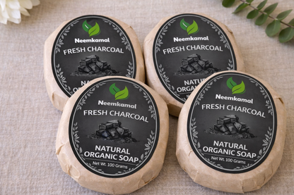 Neemkamal Activated Charcoal Natural Organic Soap (100g)(Pack of 8) – Handmade Ayurvedic Detox & Deep Cleansing Skin Care Bar