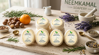 Neemkamal Fresh Milk Natural Organic Soap (100g)(Pack of 8) – Handmade Ayurvedic Moisturizing & Skin Softening Bath Bar
