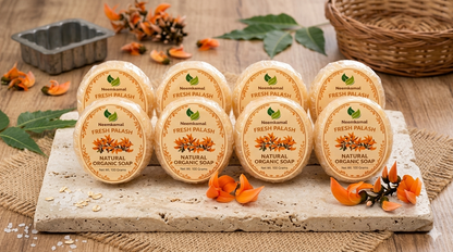 Neemkamal Fresh Palash Natural Organic Soap (100g)(Pack of 8) – Handmade Ayurvedic Skin Brightening & Rejuvenating Herbal Bath Bar