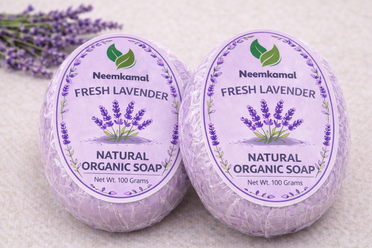 Neemkamal Fresh Lavender Natural Organic Soap (100g)(Pack of 8) – Handmade Ayurvedic Relaxing & Skin Nourishing Bath Bar