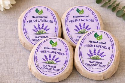 Neemkamal Fresh Lavender Natural Organic Soap (100g)(Pack of 8) – Handmade Ayurvedic Relaxing & Skin Nourishing Bath Bar