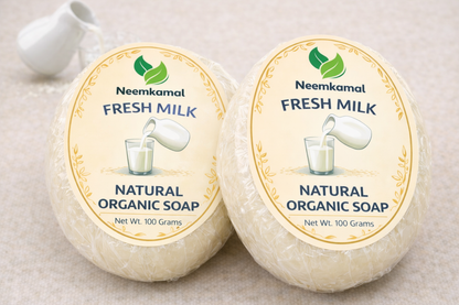 Neemkamal Fresh Milk Natural Organic Soap (100g)(Pack of 8) – Handmade Ayurvedic Moisturizing & Skin Softening Bath Bar
