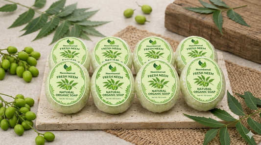 Neemkamal Fresh Neem Natural Organic Soap (100g)(Pack of 8) – Handmade Ayurvedic Antibacterial Skin Care Bar for Acne, Pimples & Clear Skin