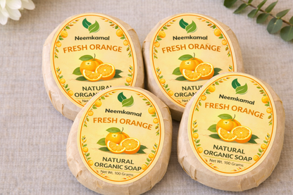 Neemkamal Fresh Orange Natural Organic Soap (100g)(Pack of 8) – Handmade Ayurvedic Skin Brightening & Vitamin C Glow Bath Bar