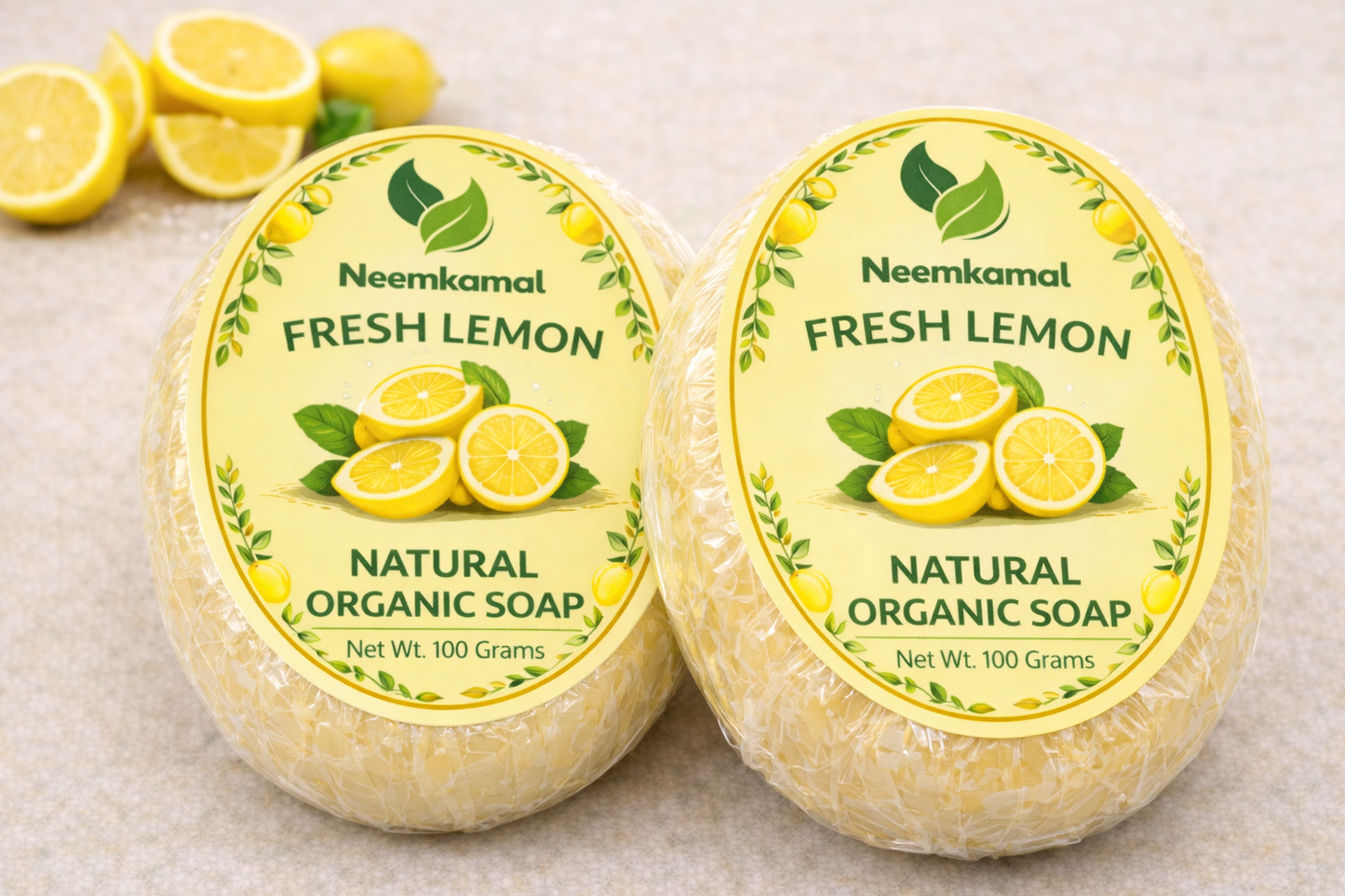 Neemkamal Fresh Lemon Natural Organic Soap (100g)(Pack of 8) – Handmade Ayurvedic Skin Brightening & Oil Control Bath Bar