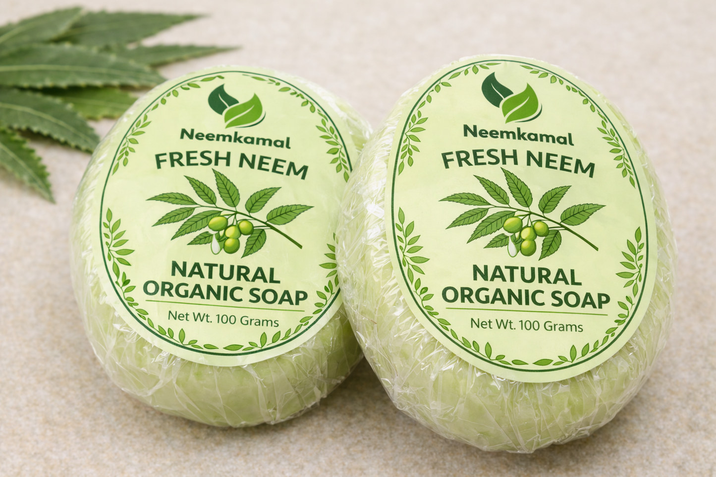 Neemkamal Fresh Neem Natural Organic Soap (100g)(Pack of 8) – Handmade Ayurvedic Antibacterial Skin Care Bar for Acne, Pimples & Clear Skin