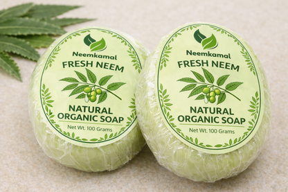 Neemkamal Fresh Neem Natural Organic Soap (100g)(Pack of 8) – Handmade Ayurvedic Antibacterial Skin Care Bar for Acne, Pimples & Clear Skin