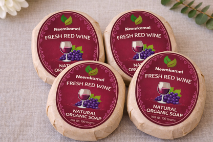 Neemkamal Fresh Red Wine Natural Organic Soap (100g)(Pack of 8) – Handmade Ayurvedic Anti-Aging & Skin Rejuvenating Bath Bar